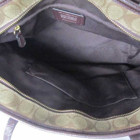Coach Signature City Zip Tote Bag Logo All-Over Pattern Brown Jacquard F21974 - Picture 5 of 8